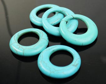 Howlite Turquoise Donut Beads - 33mm - 35mm 6.8mm thickness - ship from California USA 2 pcs