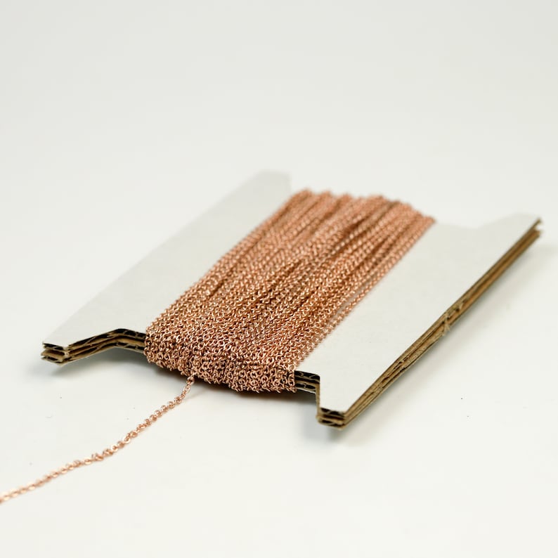 100 Ft Anti Tarnish Free Resistant Cable ROSE Gold Micro Flat Chain 1.5x1.2mm SOLDER Non Tarnish Flat Cable Chain AT1512