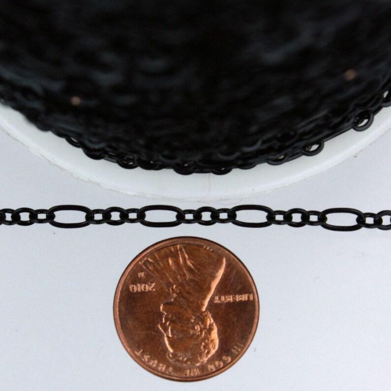 Black Plated Chain: Bulk Soldered Link Cable Chain (3 and 1) 32 feet image 2