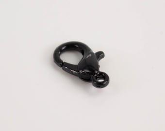 lobster claw clasp 12X7mm - Black Finish - LOB12B 25 pcs - Bulk Pack