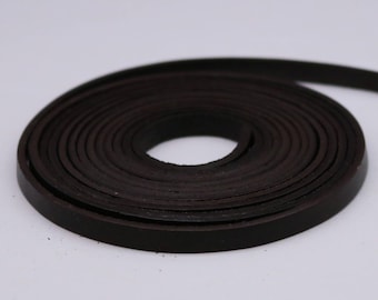 Dark Brown Genuine Leather Strap: 3/16 Inch Flat Strip 10 Yards