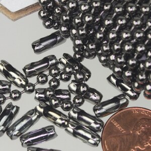 3 Feet Gunmetal 3.2mm Round Ball Chain - Premium Bulk Spool - Professional Jewelry Making Supply + Free Connectors - 32BALL