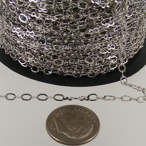32 ft spool of Rhodium Plated on Brass SOLDERED Figure 8 Connector Chain - 4x3mm links - 843F