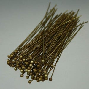 Antique Brass Finish Ball Headpins: 2 inch, 24 Gauge 100 pcs - Wholesale Bulk Lot