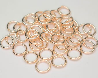 Anneaux plaqués or rose : 6 mm, calibre 20, 100 pcs - Vente en gros, lot en vrac