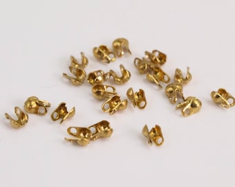RAW Brass ball chain crimp type connector for 1.2mm chain - BALLCON12 100pcs - Wholesale Bulk Lot
