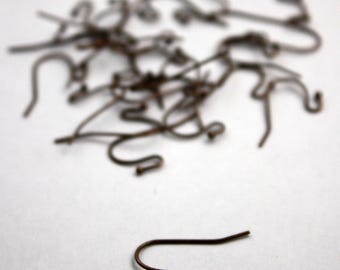 Antique Copper Plated Finish Ear Wires: French Hook Ball End (20x13mm) 200 pcs - Wholesale Bulk Lot