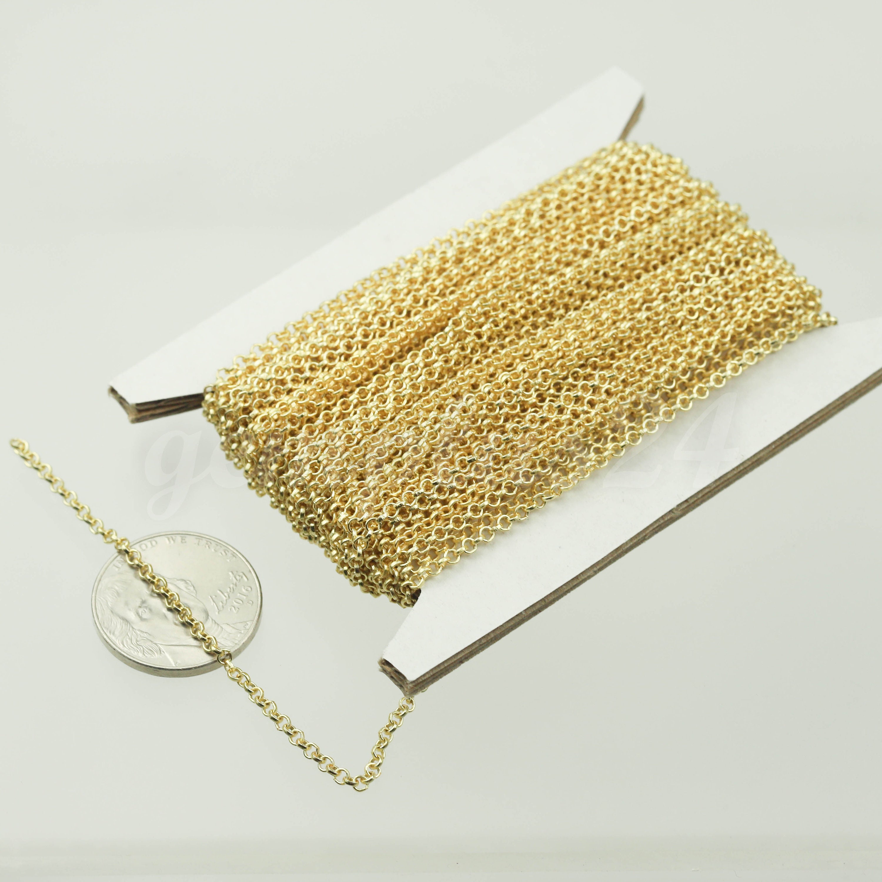  33 Feet 18K Gold Plated Box Chain Bulk, 2mm 304