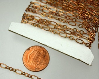 RAW Copper Bulk, 50 ft of ( 3 and 1 ) Long and Short Chain Flat Cable Chain Necklace Bracelet Chain 6.3 N 4mm - SOLDERED 3429LS31