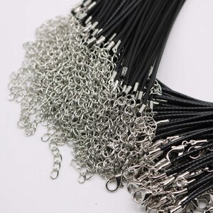 Cordino per collana in cotone compresso nero regolabile da 2,0 mm, 18-20 pollici, 10 pezzi - Confezione sfusa immagine 2