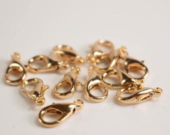 Champagne Gold Plated Lobster Claw Clasps – 14x8mm Wholesale Bulk Lot