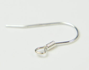 925 Sterling SILVER Ear Wires Earring - 15x19mm Solid Pure Silver French Spring Hook Earwires - 22 Gauge 22G 0.55mm Wire - 1/5/25/50 Pairs