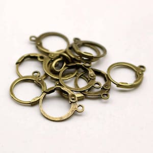 Antique Brass Finish ROUND Leverback Earrings earwire - 12x9mm Brass Earring Lever Back - ELR9 30 pcs - Bulk Pack