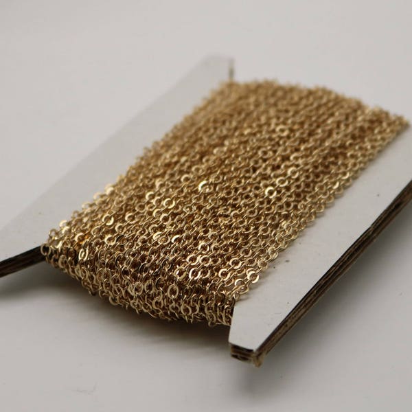 10 feet Pinky Gold Chain (Champagne Gold) Chain - 3x1.7mm SOLDER Flat Cable Chain - Oval Flat Soldered Cable Bulk Wholesale - 317F - 542SF