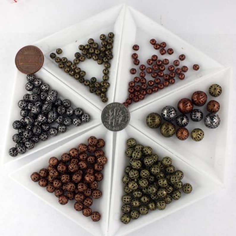 Ship from California USA Wholesale Lot 500 pcs of Rhodium Plated Filigree Round Beads Spacer 4mm