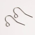 Rhodium Plated Earring Hooks: French Style, Brass Base (, 20x11mm) 100 pcs - Wholesale Bulk Lot