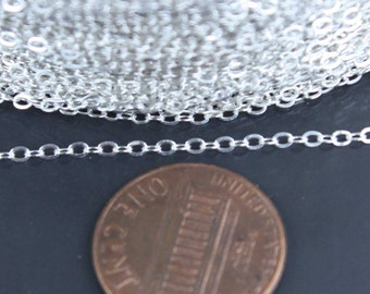 100 feet of 925 Sterling Silver Tiny Flat Round Cable Chain - 2.1x1.5mm - Bulk Wholesale Chain