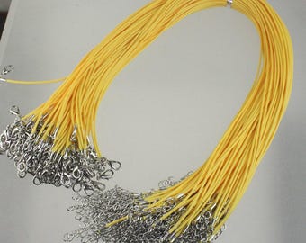 Yellow Cotton Necklace Cord: Adjustable 18 - 20 inch, Brass Clasp