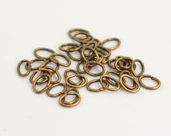 Antique Brass Finish Oval Jump Rings 4x3mm: 24 Gauge DIY Connectors 200 Pcs - Wholesale Bulk Lot