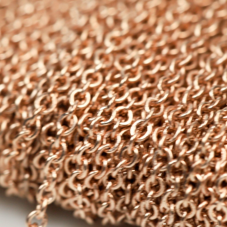 100 Ft Anti Tarnish Free Resistant Cable ROSE Gold Micro Flat Chain 1.5x1.2mm SOLDER Non Tarnish Flat Cable Chain AT1512