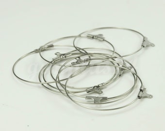 NEW 2/10/50/100 pcs - 35mm STAINLESS Steel 316L Beading Hoops Earwires Earrings - Ship from California Bay Area USA