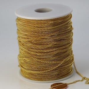 100 feet spool of Gold Plated SOLDERED FACET Curb Chain - 2.3mm Solder link - with Free Matching Jumpring (100 pcs) - 2.3F