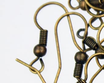 Antique Brass Finish fish Hook with spring and ball Earwire 19X17mm 200 pcs - Wholesale Bulk Lot