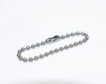 Keychain - 4inch 10cm - 2.4mm Ball Chain Rhodium Plated With Snap On Hooks 100 Pcs - Wholesale Bulk Lot