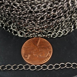 Gunmetal Finish Plated Curb Chain: 4.9x3.7mm Unsoldered Links 10 feet