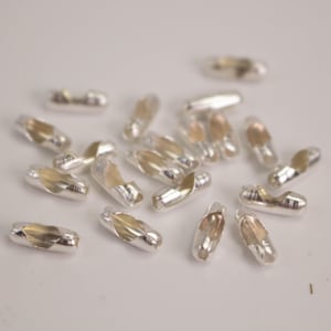 100 conectores de cadena de bolas chapados en plata de 2,4 mm - Tipo de inserto BALLCON24