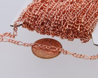 Plated Figaro Chain: 7x3mm Unsoldered Links 32 feet Bulk Jewelry Making Supplies