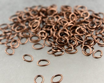 6x4mm Oval Jump Rings, 200 pcs of Antique Copper tiny little oval Jumprings Jump Rings - 6x4mm 21 guage 0.7mm Link Connector 7x6x4mm