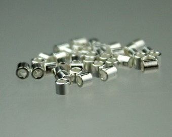 50 pcs 925 SOLID Sterling Silver CRIMP TUBE Bead 2x2mm - Thick tube body