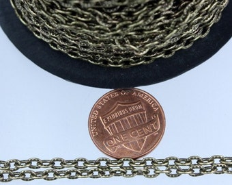 Wholesale Lot 300 feet Spool Antique Brass finished Textured Cable Chain - 4X3mm unsoldered link  - 43TEX