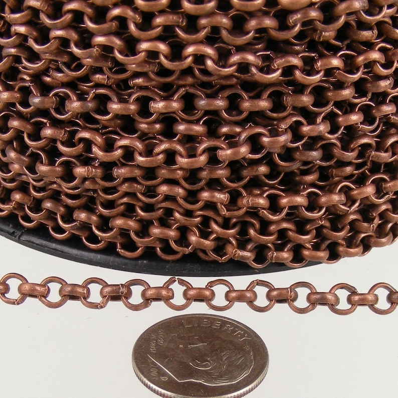 100 ft of Rolo Cable Chain 4.7mm Wholesale Unsoldered Links 47ROLO Antique Copper Rolo Chain bulk Chain