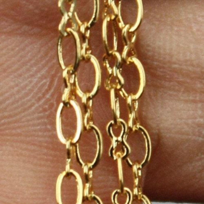 24k gold plated Soldered Link Figure 8 Connector Chain - 3.9x2.6mm links 10 feet image 4