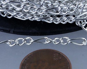 Sterling Silver Plated Figaro Chain Bulk, 12 ft Long and Short Mother and Son Chain FIGARO chain 7x3mm - Necklace Bracelet - 7x3FIG
