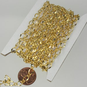 Gold Plated Chain Bulk Chain, 32 ft Spool of    High Quality Big Hammered Soldered Figaro Chain - 5x8mm SOLDERED Link - 58FIGARO
