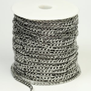 3 ft of Surgical Stainless Steel Mens NK 3:1 Curb Chain - 4.2mm 1.2mm 16G Unsoldered Link Hip Hop Cool Style - ST42NK31