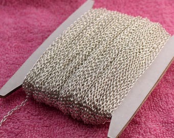 Sterling Silver Plated Cable Chain: Bulk, 3x2mm DIY Jewelry 50 feet