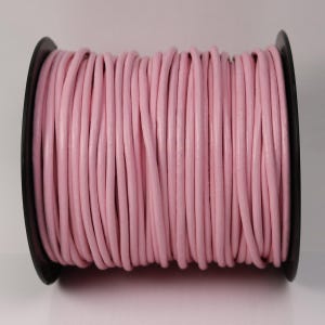 Roze leren koord: 3 mm rond echt leer 5 voet