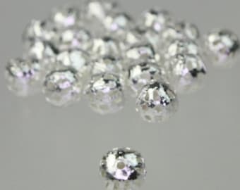 Silver Plated Filigree Round Beads Spacer - 6mm - Ship from California USA 100 pcs - Wholesale Bulk Lot