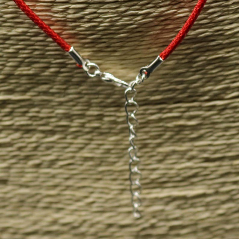 Red Cotton Necklace Cord: Adjustable 18 - 20 inch, Rhodium Clasp image 4