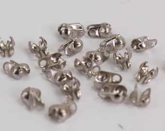 Connecteur de chaîne à billes plaqué rhodium pour 2,4 mm, 100 pièces - Vente en gros par lots