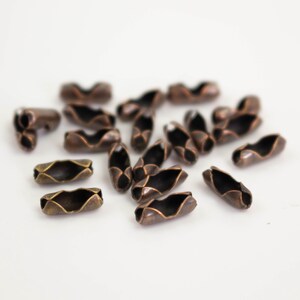 Antique Copper Plated finished ball chain connector for 2.4mm - Insert Type BALLCON24 100pcs - Wholesale Bulk Lot