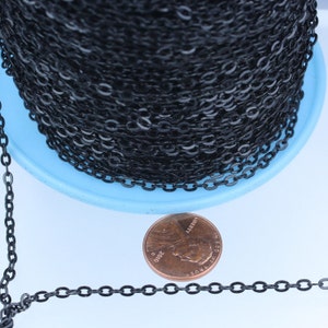 12ft of Black Flat cable chain 3.7x2.7mm unsoldered Links 3727F image 2