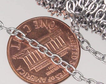 Surgical Stainless Steel Oval Cable Chain 4x2.4mm Soldered Link 100 feet - Bulk Spool