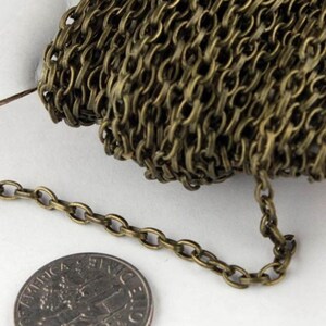 Antique Brass Chain,Bulk, 32 ft. Antique Brass  Drawn oval Cable chain - 3.9x2.5mm unsoldered link - 3926DRAWN