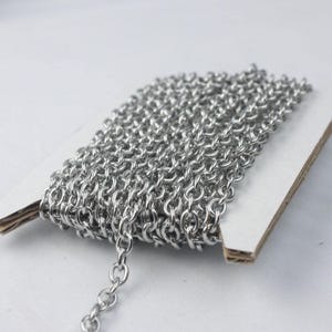 Stainless Steel Cable Chain: Sturdy Chunky Unsoldered Link (5.2x4.0mm) 30 feet