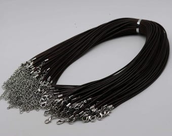 Cordino per collana in cotone marrone scuro: regolabile da 18 a 20 pollici, chiusura in rodio